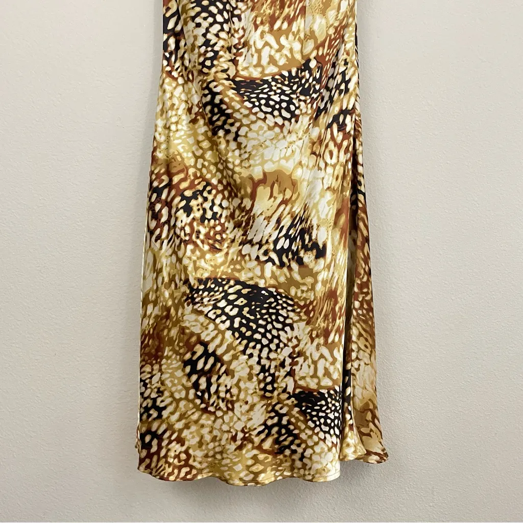 Boston Proper VTG Animal Print Silk‎ Satin Halter Dress Size 10 - Image 3