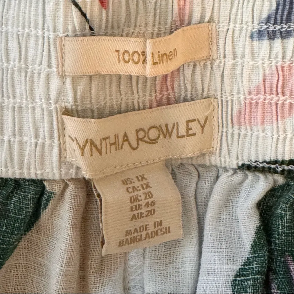 Cynthia Rowley 100% Linen Tropical Print Wide Leg Crop Pants plus Size 1X NWT - Image 9