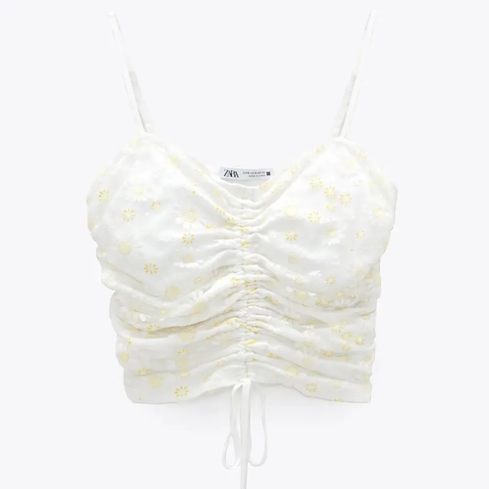 Zara Ruched Daisy print cropped top - Image 2
