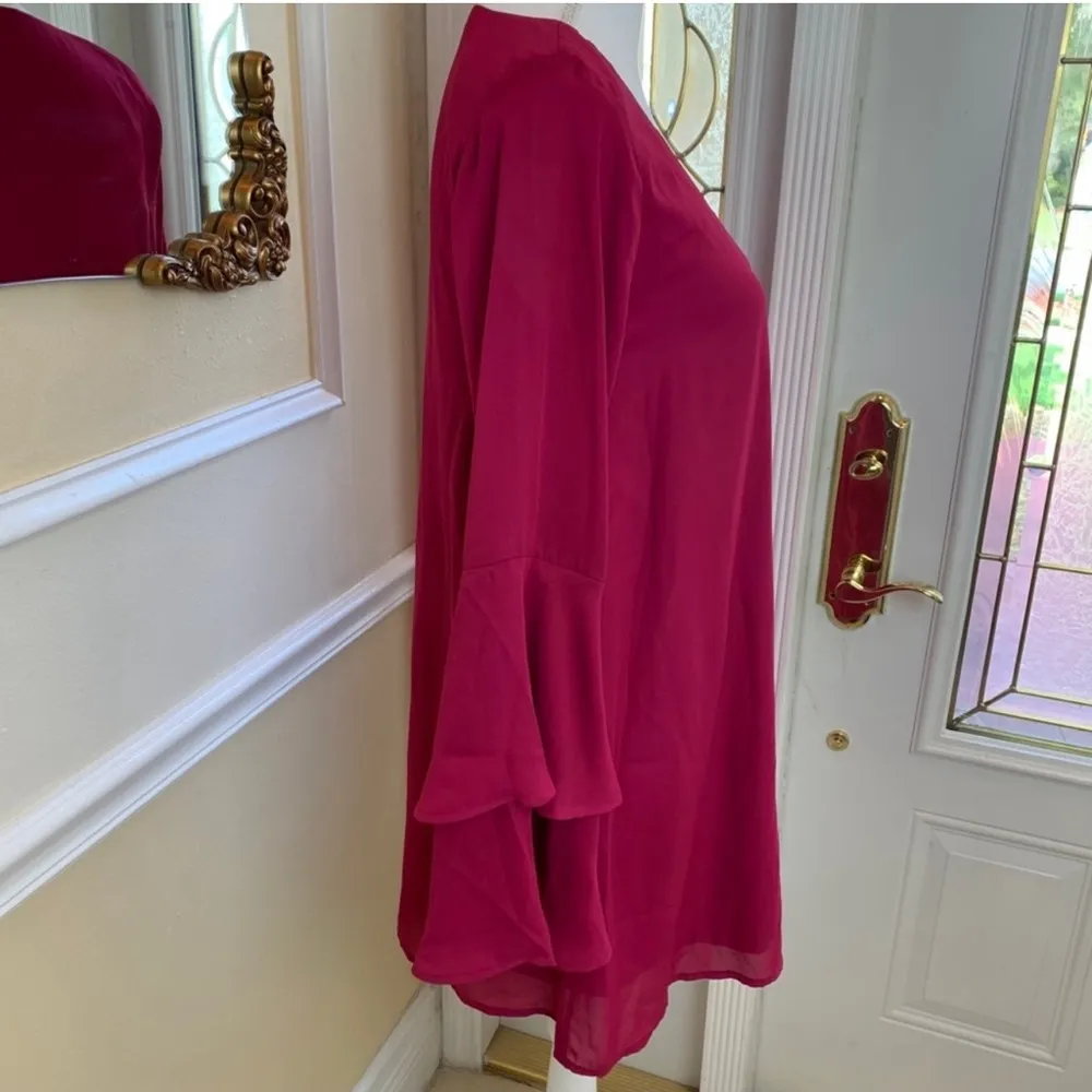 Lulu’s Get A Glimpse Plum Bell Sleeve Shift Dress - Image 7