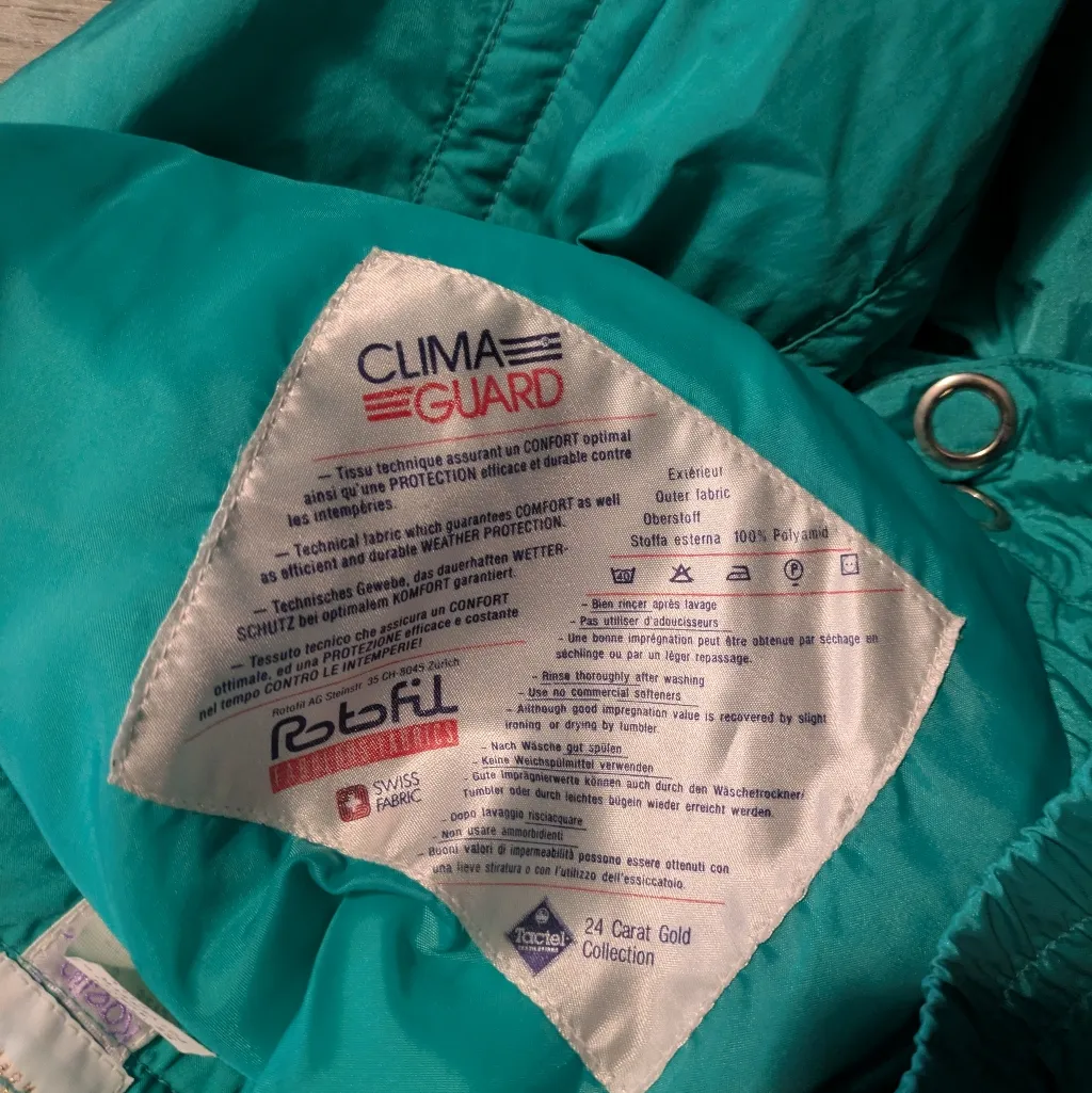 Kaelin Ski 24k Gold Collection Vintage 80's Turquoise Blue Ski Pants Size 8 Green - Image 5