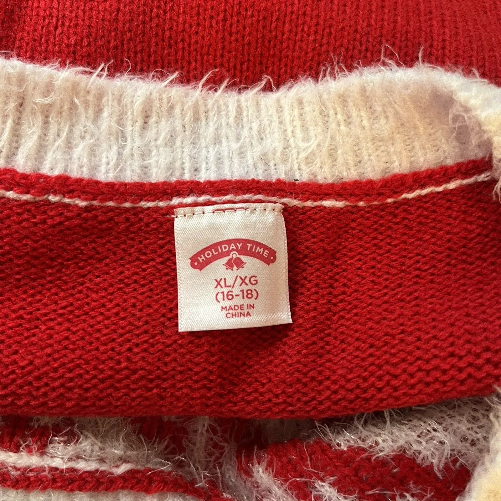 SOFT FUZZY Ugly CHRISTMAS SWEATER Holiday Time Embellished‎ Colorful Sz XL 16-18 - Image 4