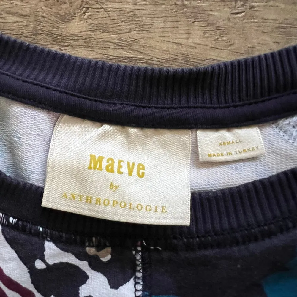 Anthropologie Maeve Puff-Sleeved Sweatshirt Women's Sweater Top XS XSmall Floral - Image 6