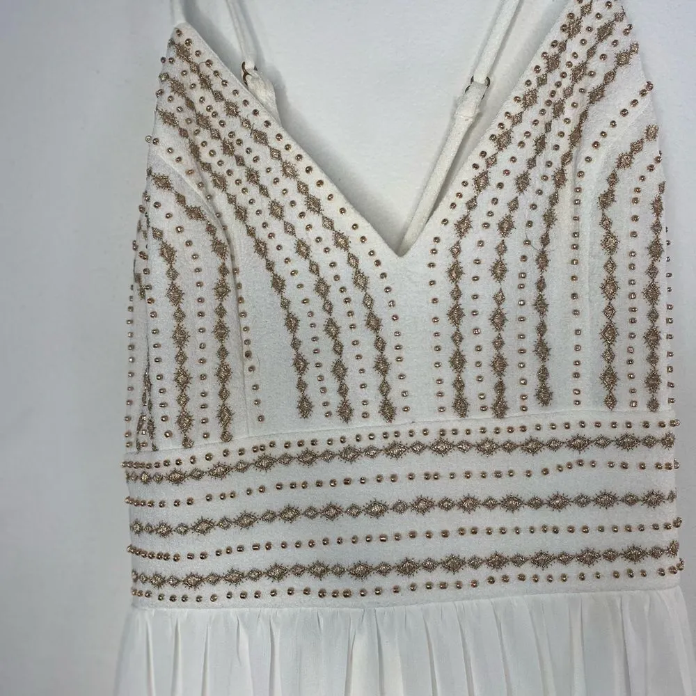 Lulu’s Meet me in Madrid white pleated skirt beaded top dress S - Image 7