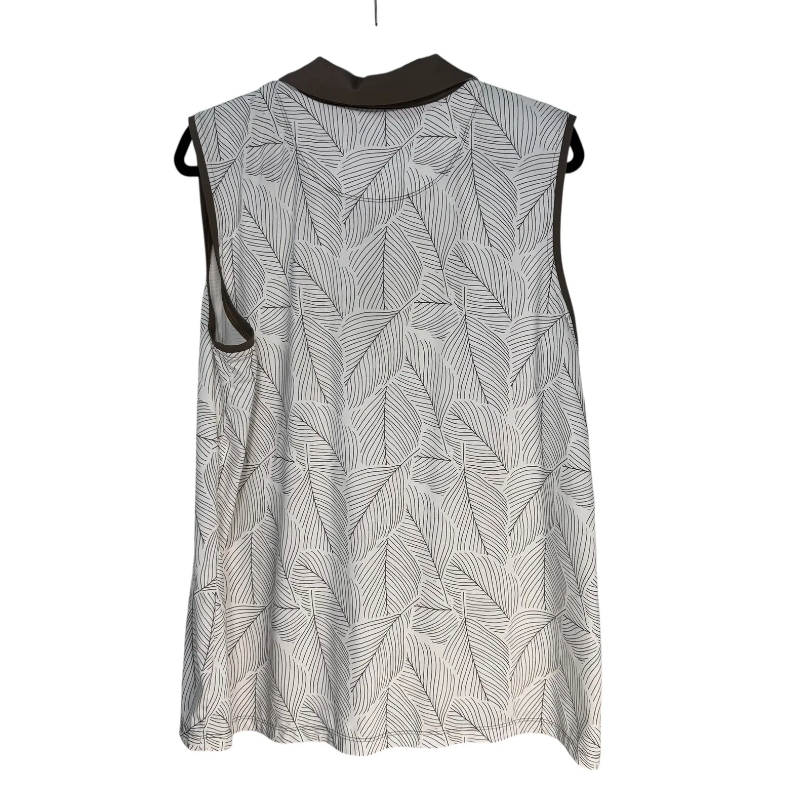 Coral Bay Golf Sleeveless Leaf Print Polo Shirt Women's XL Brown Collar - Image 6