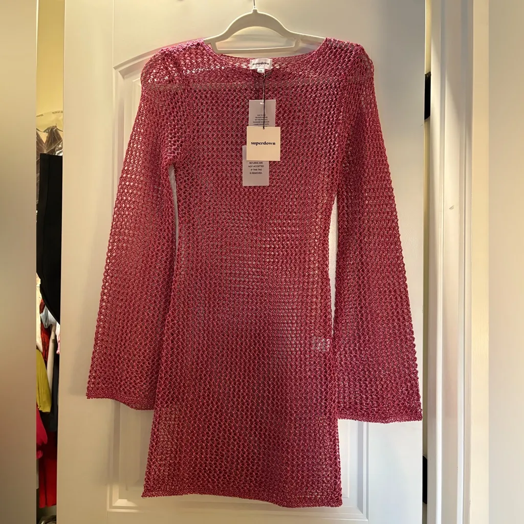 superdown Gaia mini dress in pink metallic - Image 4