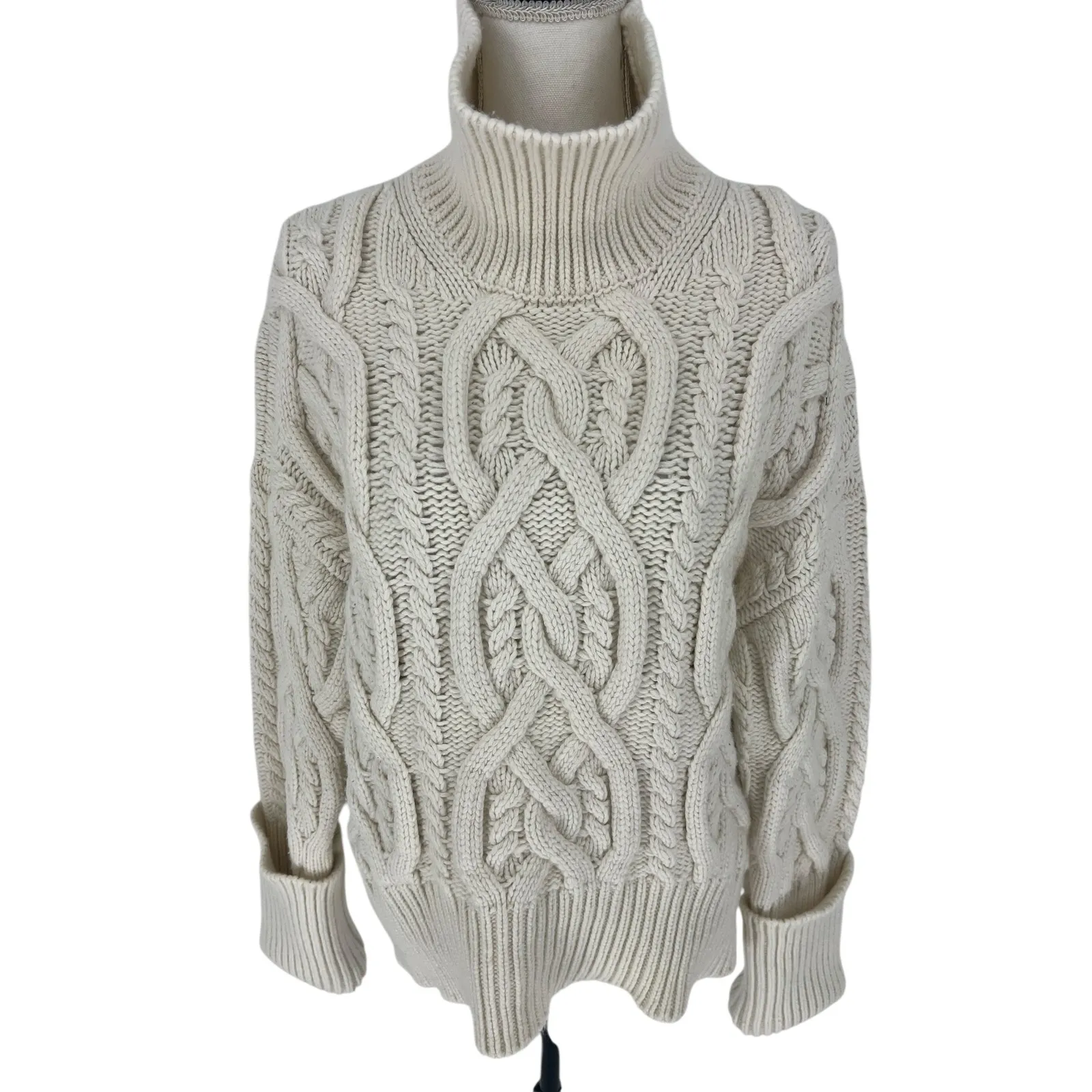 Citizens of Humanity Zola Cable-knit Cashmere Turtleneck Sweater in Ivory - Image 6
