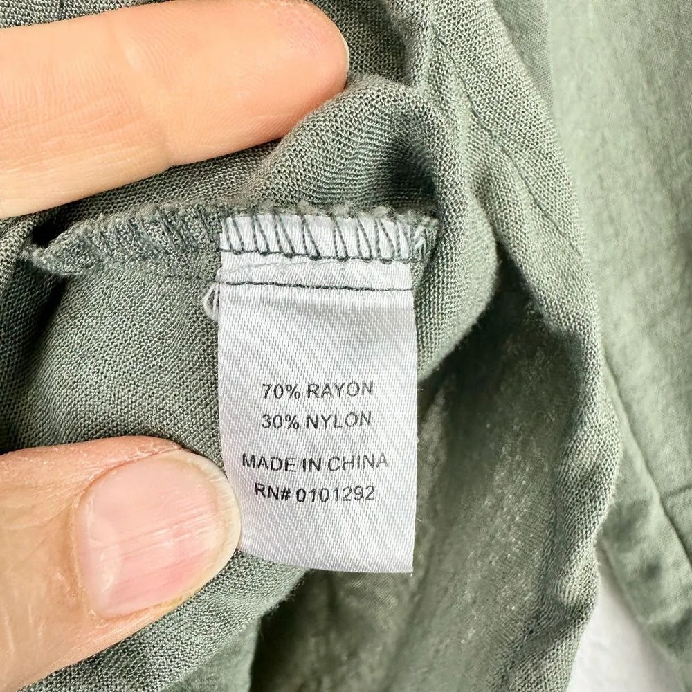 Lulu B Asymmetrical Long Sleeve Tunic Top Size Small Green Roll Tab High Low - Image 8