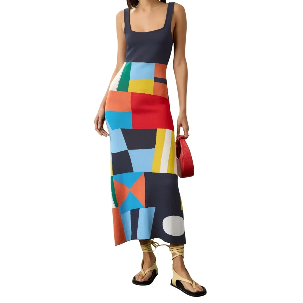 STAUD Katie Abstract Dress in Multi, Size M Size M - Image 2