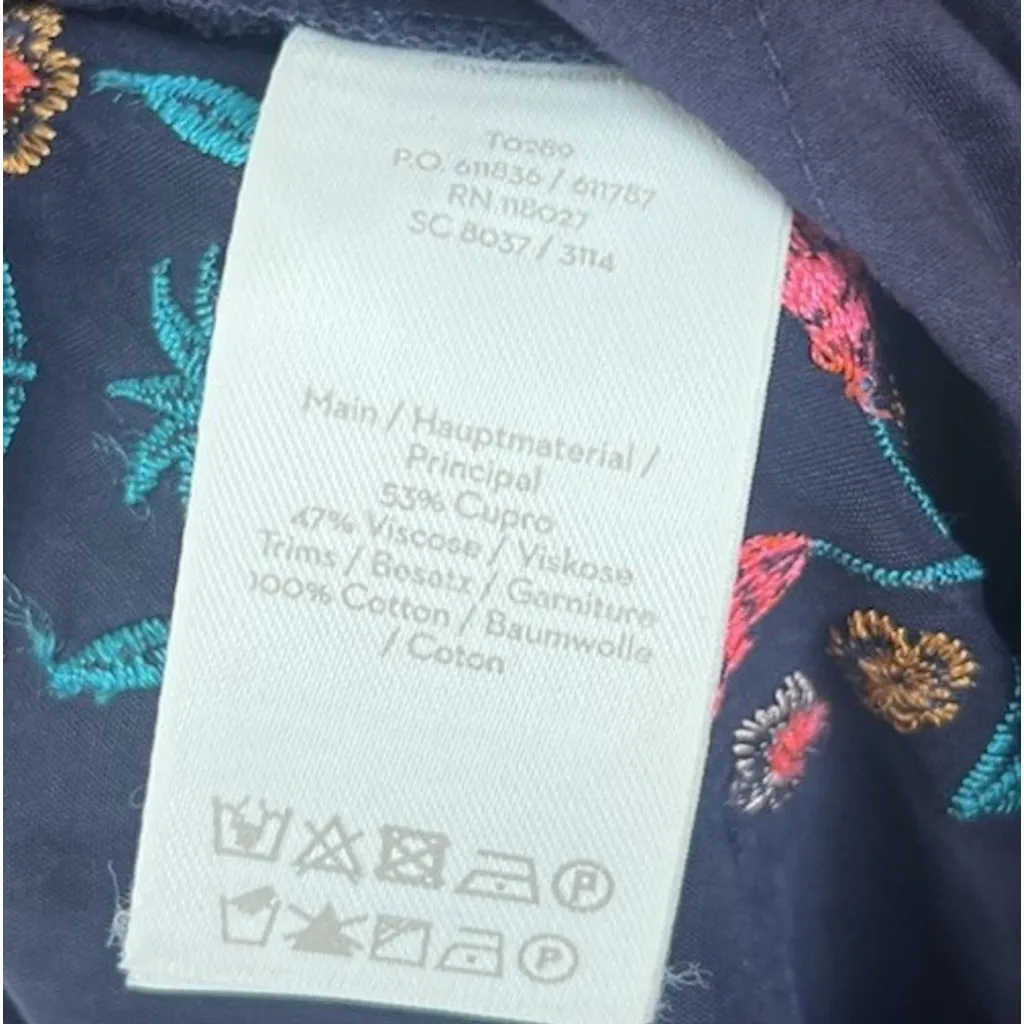 BODEN Tamara Embroidered Drawstring Loose Trousers Floral Pineapple 14 Boho Flow Blue Size 14W - Image 11