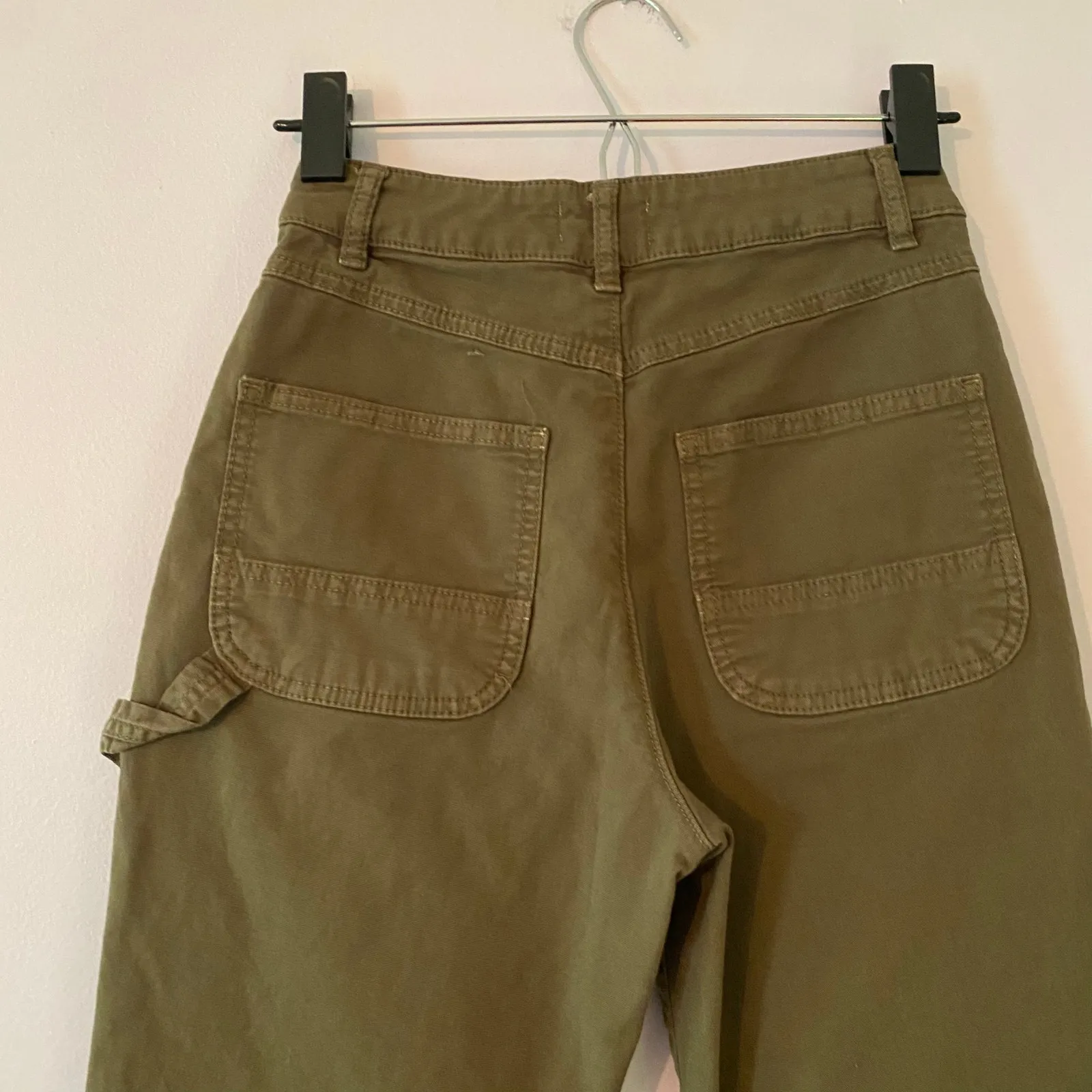 Marine Layer Army Green Maya Straight Leg Carpenter Cropped Pants Women size 0 - Image 7