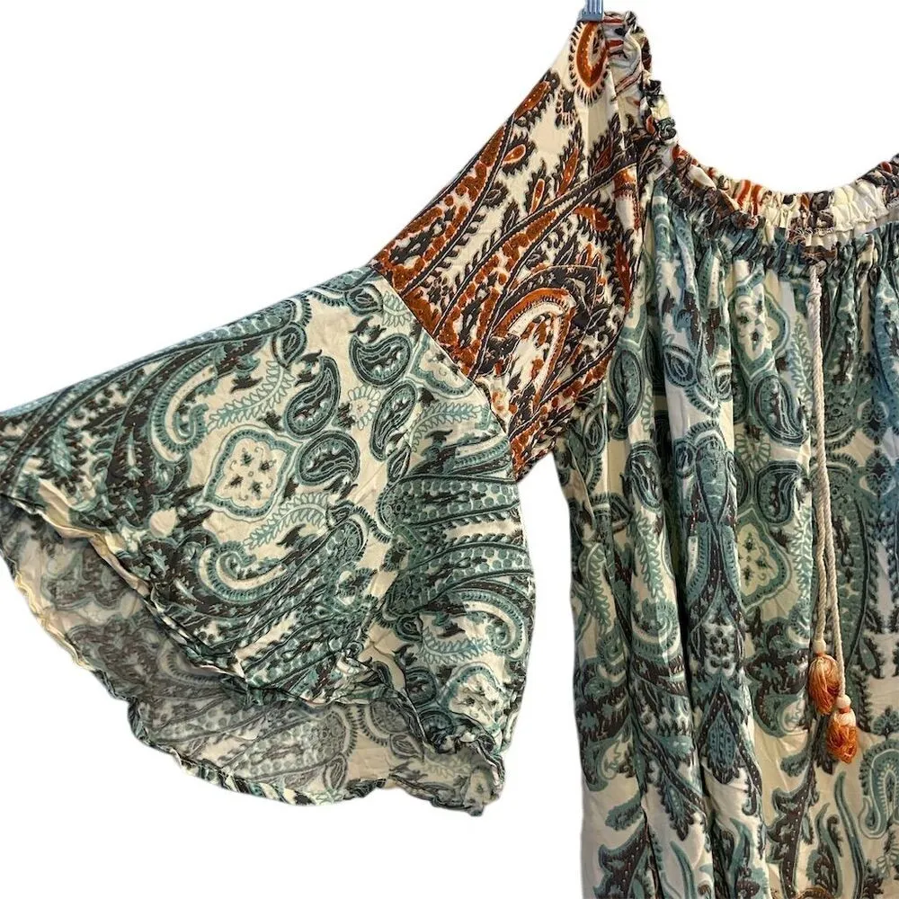 EST. 1946 Plus Size 22 Boho Chic Paisley Off-Shoulder Dress Multicolor - Image 4