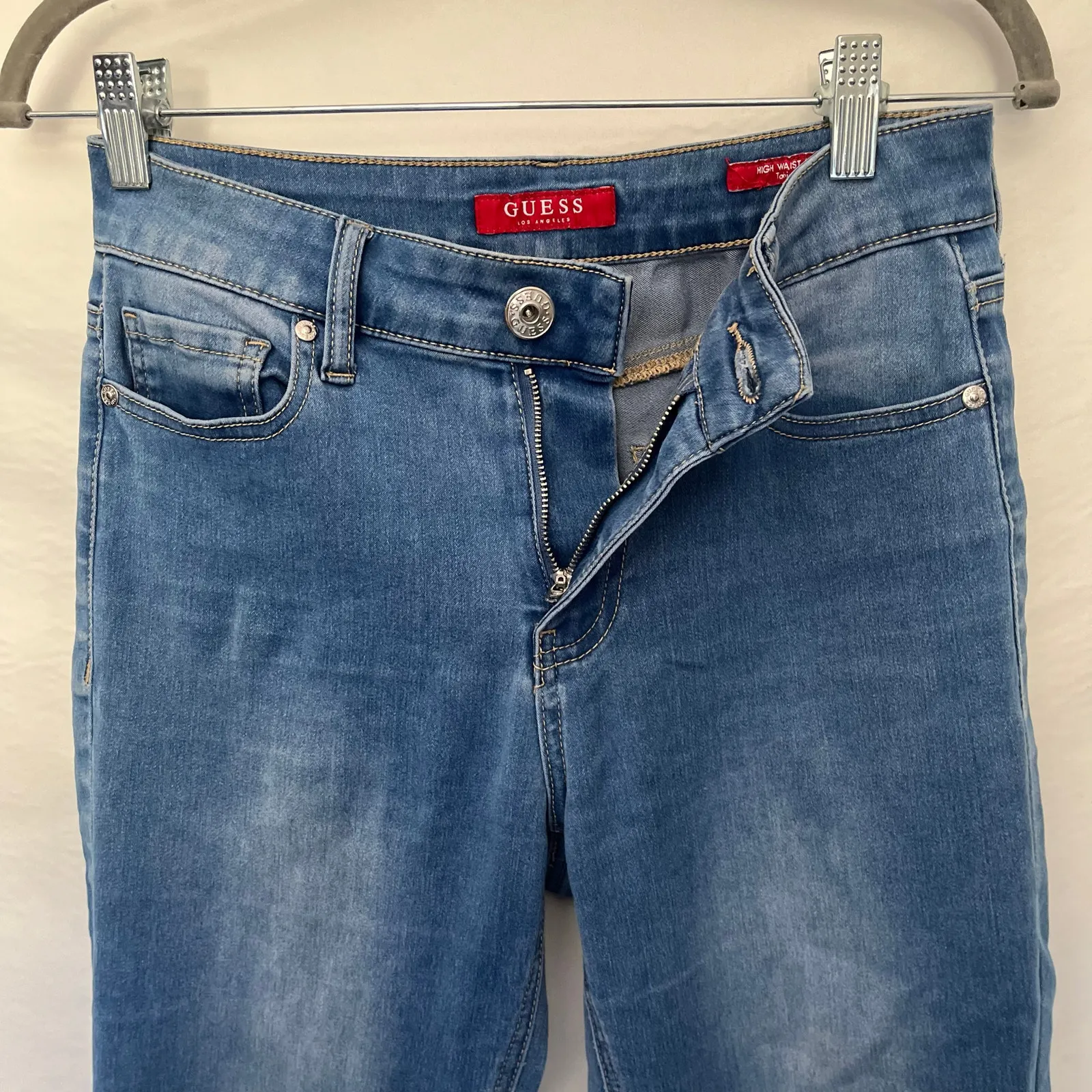 Guess High Waist Skinny Womens Jeans Sz 26 Y2K Medium Wash Tahiana Stretch Ankle - Image 3