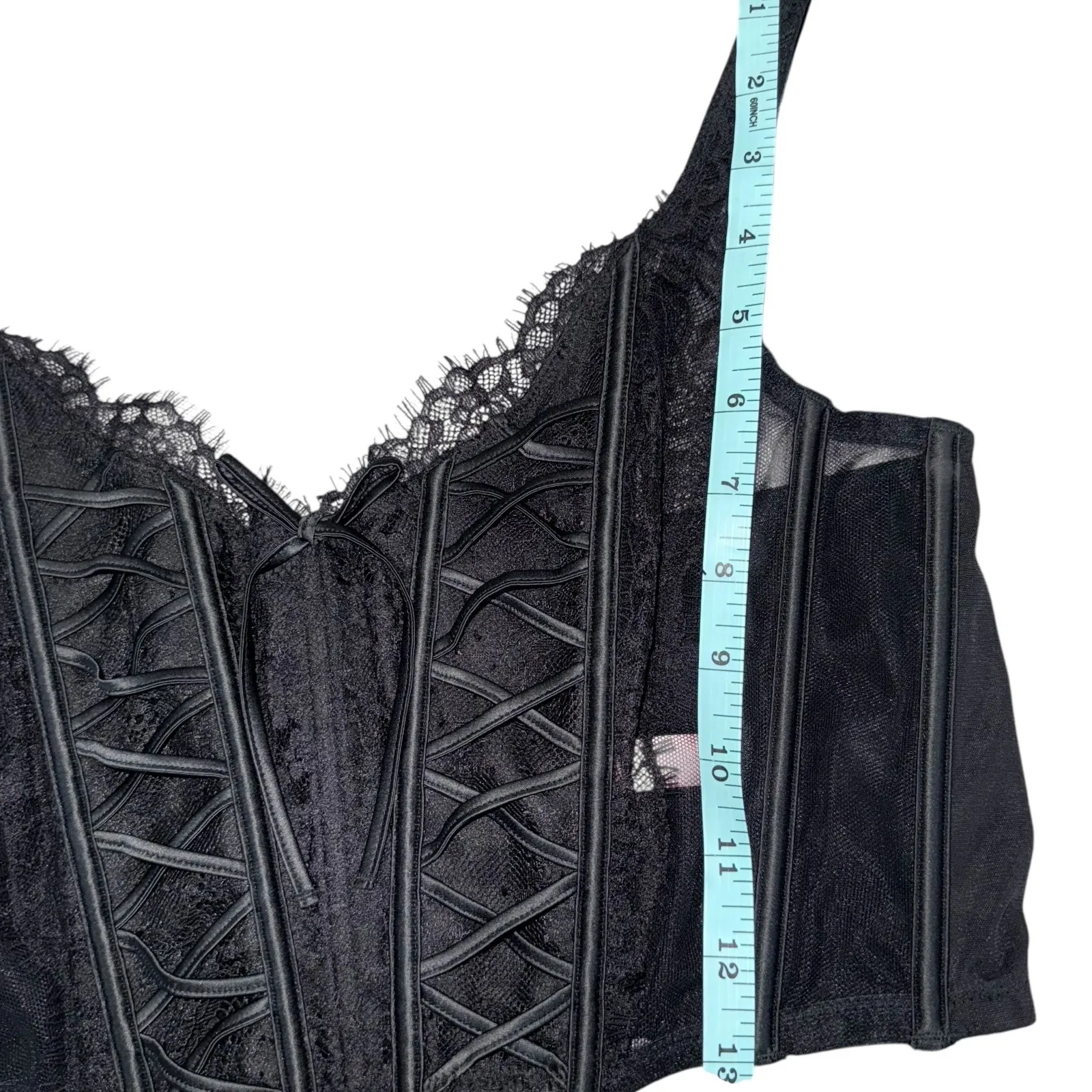 Victoria's Secret NWT Dream Angels Black Lace Corset Top Size L Bustier Bralette - Image 6
