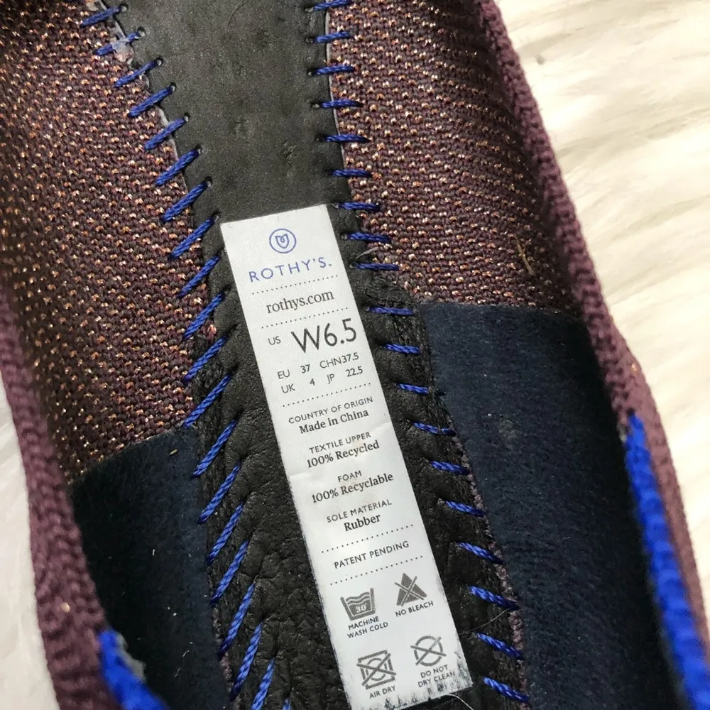 Rothy’s the Flat Eggplant Metallic Sz 6.5 - Image 3