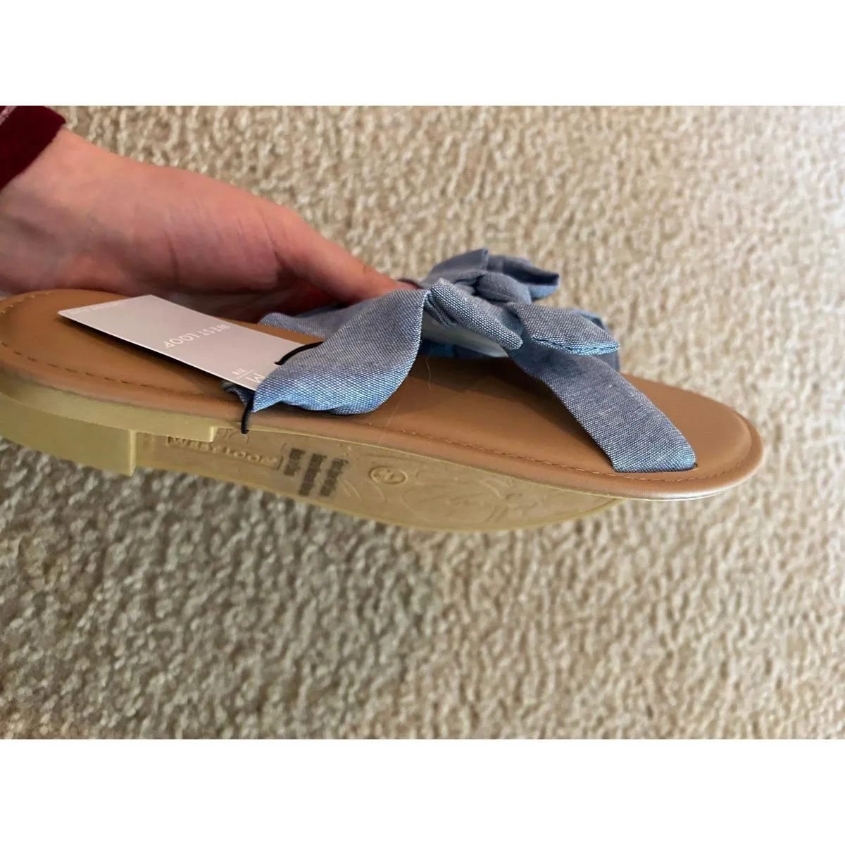 West Loop Womens Sandals Slides Cushioned Insole Cloth Upper Blue Chambray 7 - Image 2