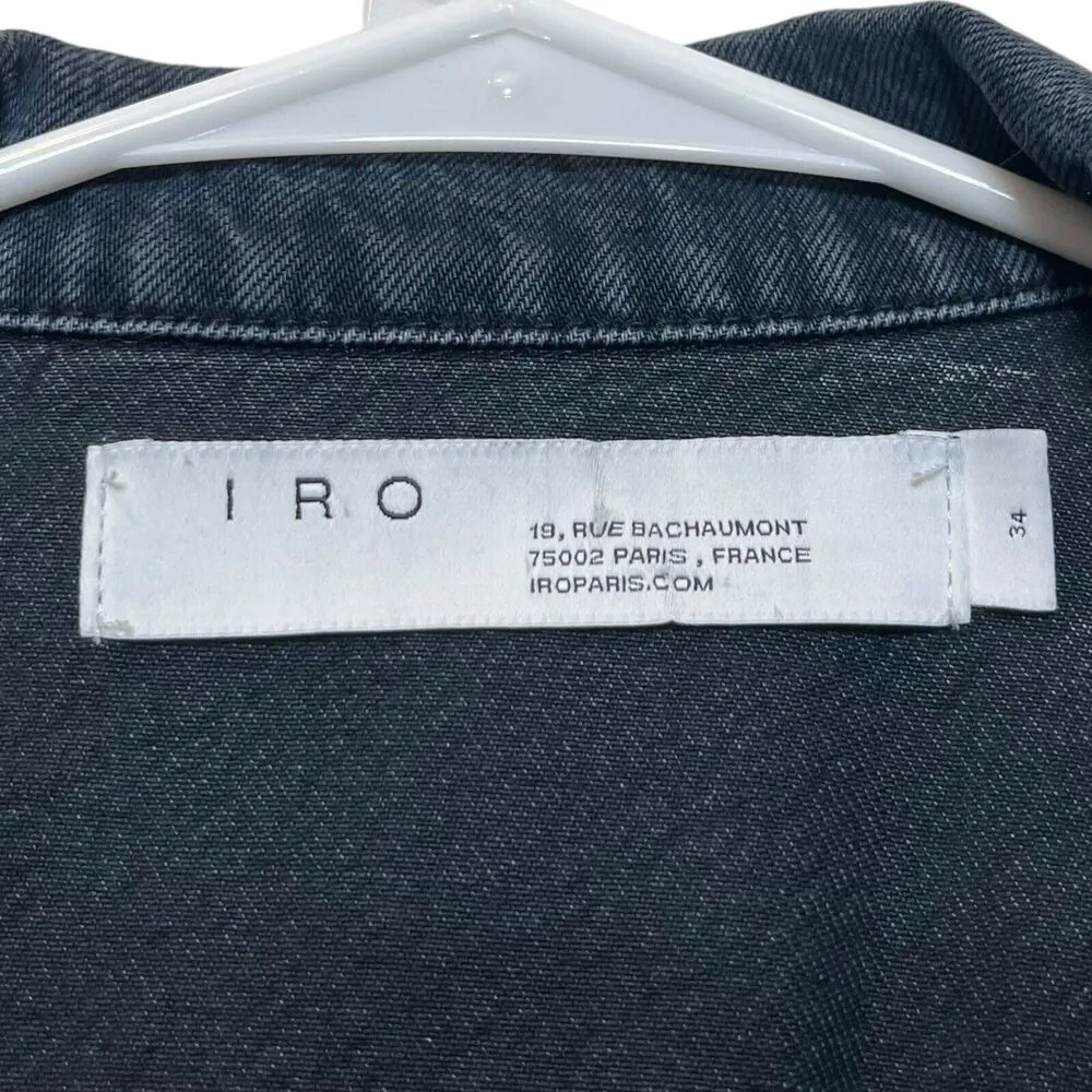 IRO Denim Oversized Jacket Belted Delicacy  Faded Dark Blue Women Size FR36 US 2 - Image 9