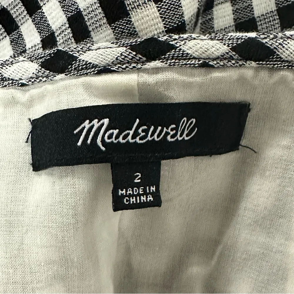 Madewell Black White Gingham Check Side Tie Mini Wrap Skirt Womens Size 2 - Image 14