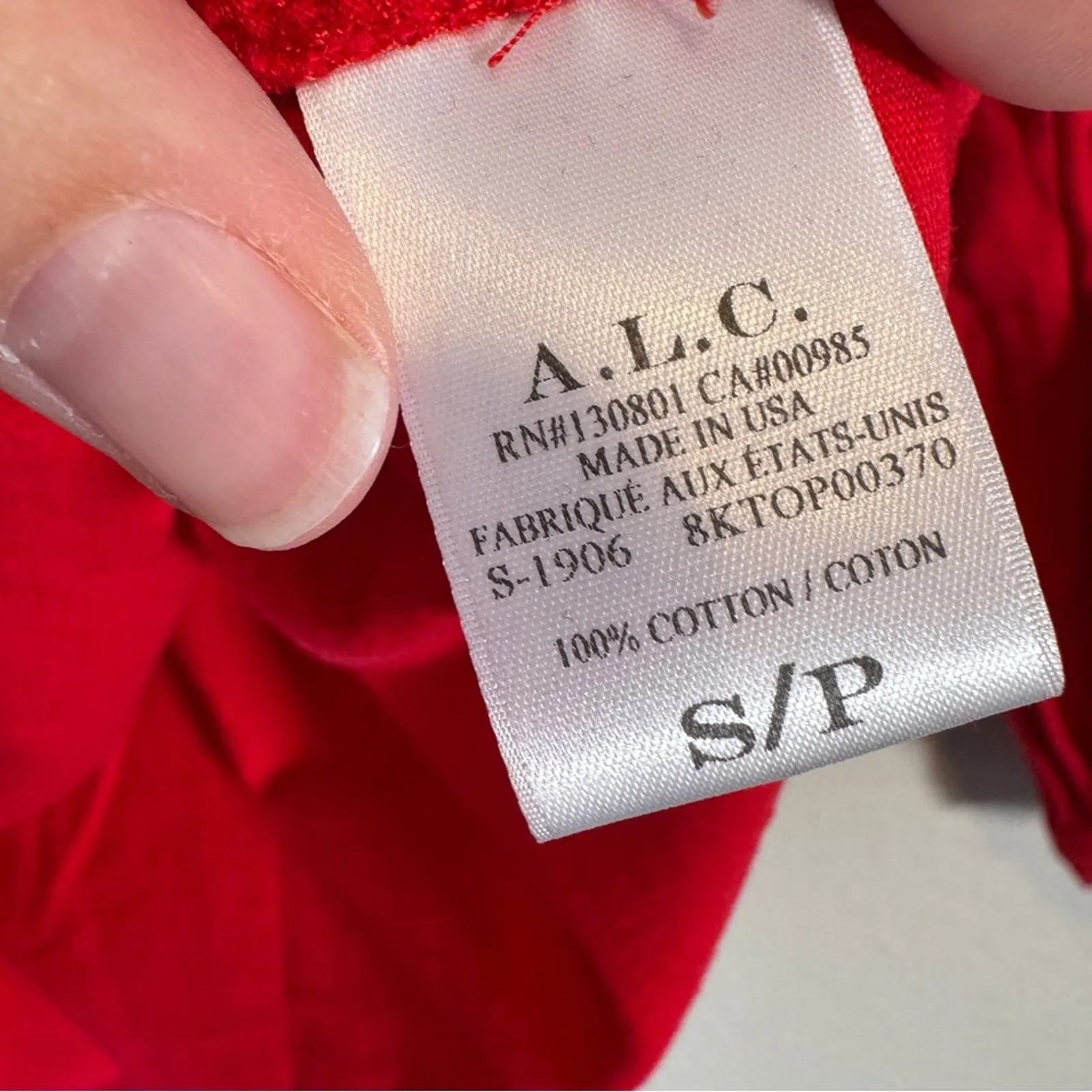 ALC Red Balloon Sleeve Blouse Womens S Preppy Long Sleeve Fall Winter Shirt - Image 7