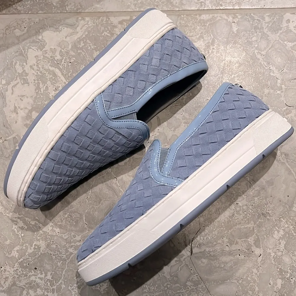 Donald Pliner Rally Woven Slip-On Sneakers in Denim Calf Suede Size 5.5 NWT - Image 4