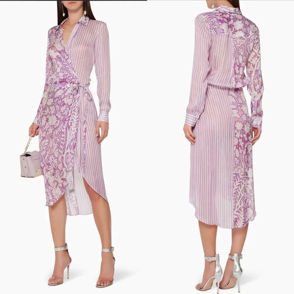 HEMANT & NANDITA Multi-Print Sequin Wrap Midi Dress Size Large - Image 2