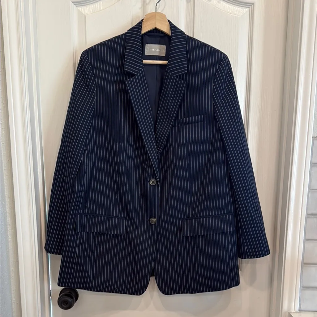 Everlane oversized pinstripe blazer tencel & cotton - Image 3