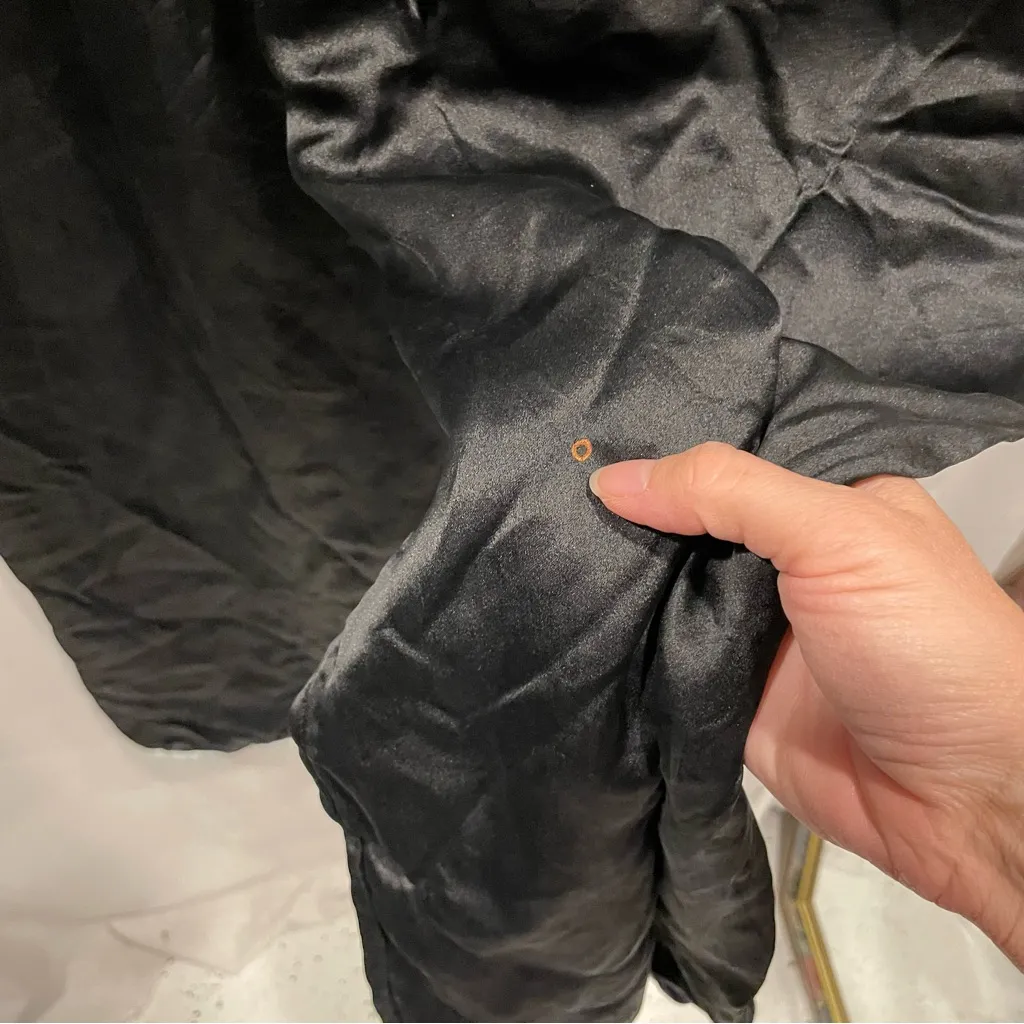 Vintage 40’s? Black silk embroidered pajamas top and pants wide leg pull on - Image 8