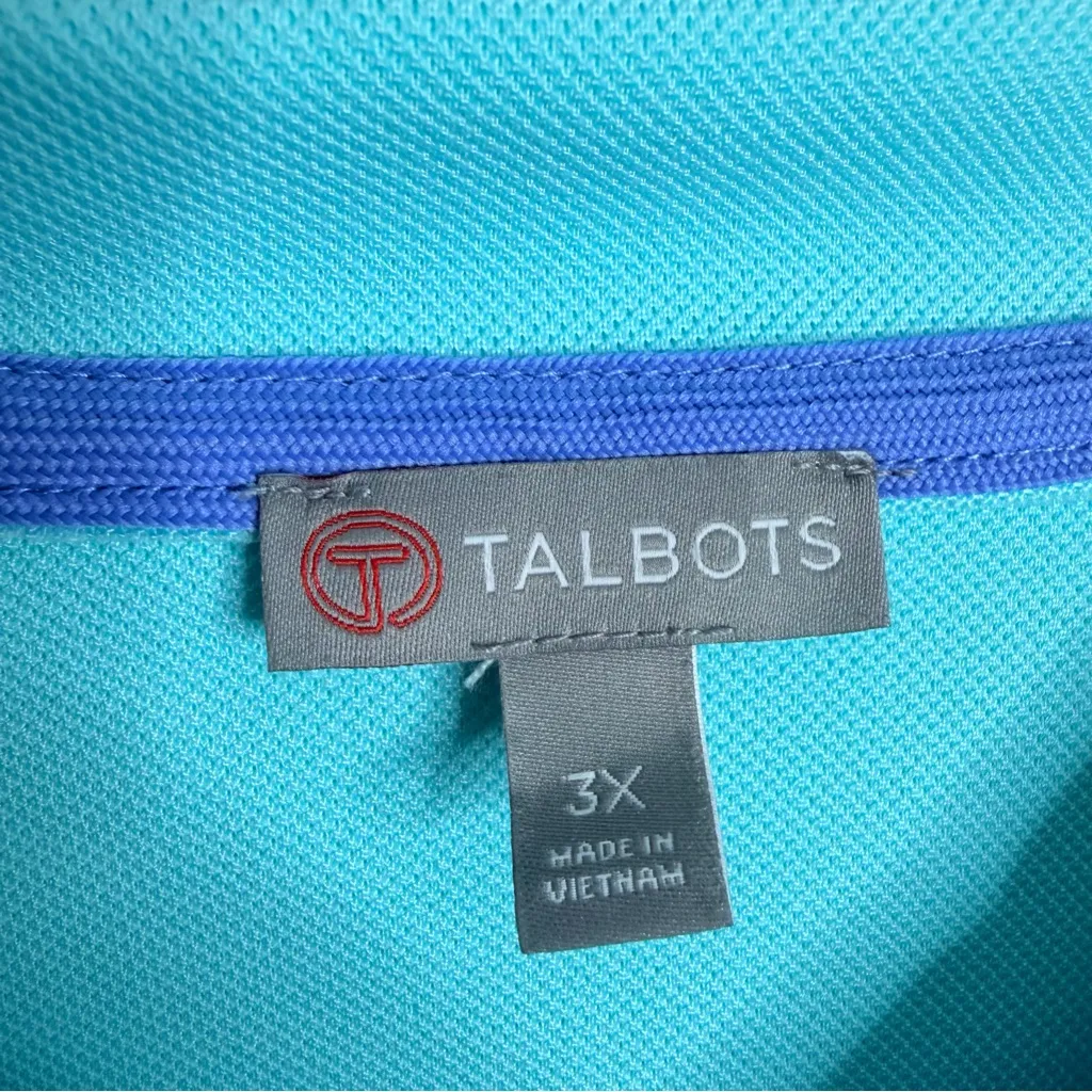 T By Talbots Womens Short Sleeves Polo Aqua Plus Size 3X Activewear Golf Stretch - Image 3
