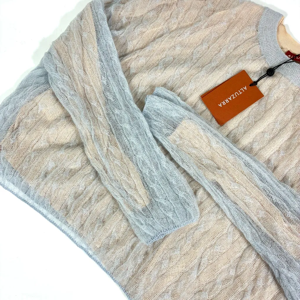 Altuzarra Jet Layered Cable Knit Sweater Porcelain Blue Medium NWT - Image 13