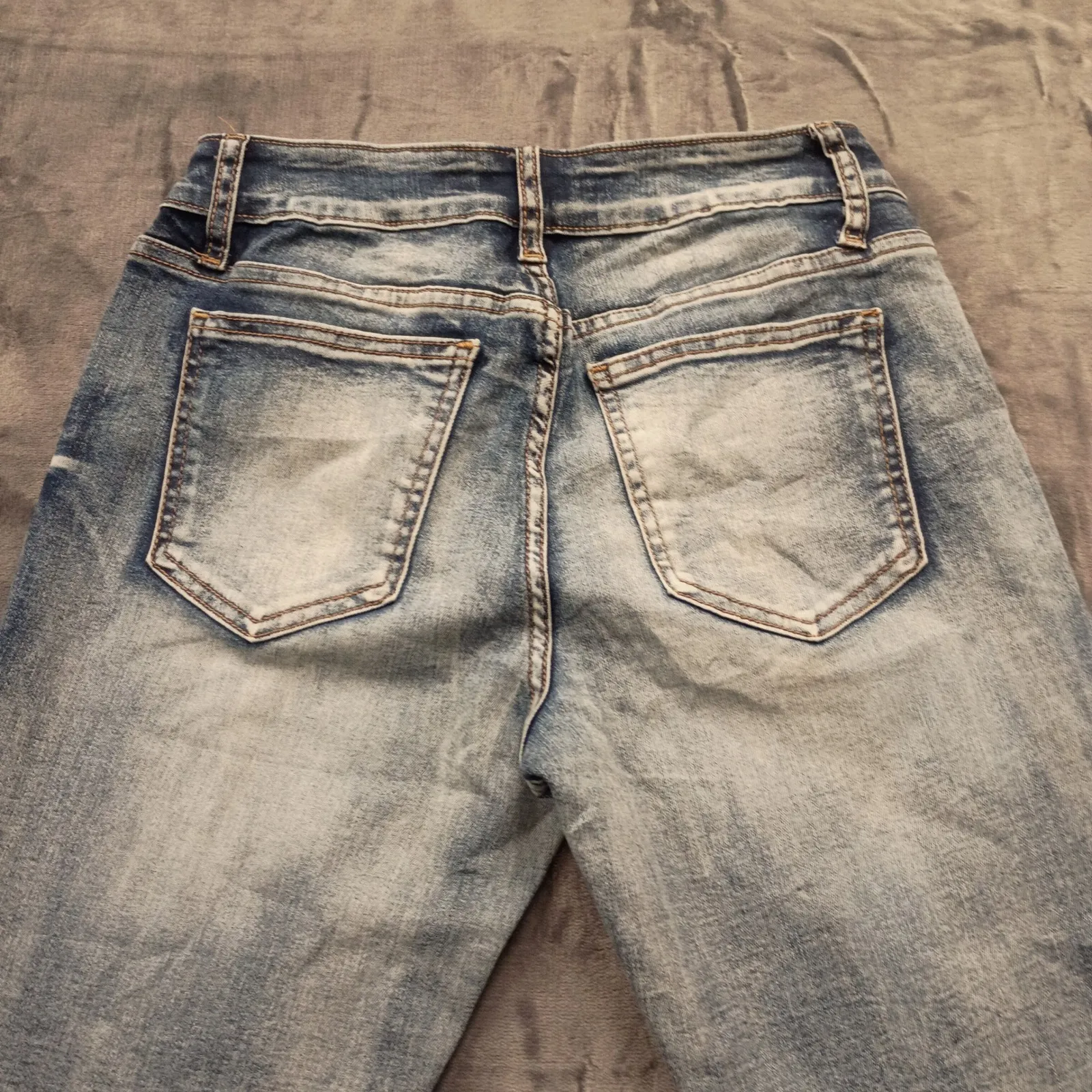 FIRE & RAIN DENIM Womens Blue Wash Flare Jeans Frayed Hem Size 9 - Image 7