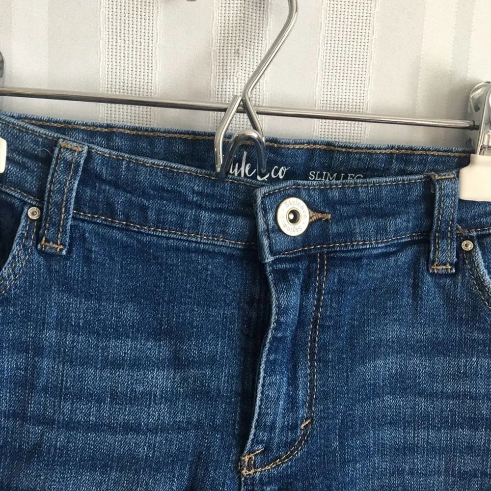 Style & Co. Slim Leg Cotton Denim Jeans 10P Blue Straight Pants Pockets - Image 5