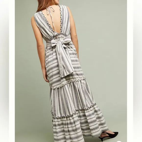 MISA Fournier Striped Maxi Cotton Bohemian Dress‎ Size Small - Image 5