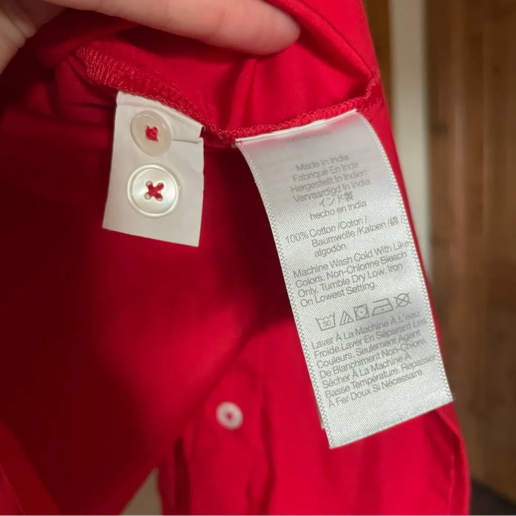 Madewell Red Cotton Oversized Collared Button Down Shirt Small - Image 5