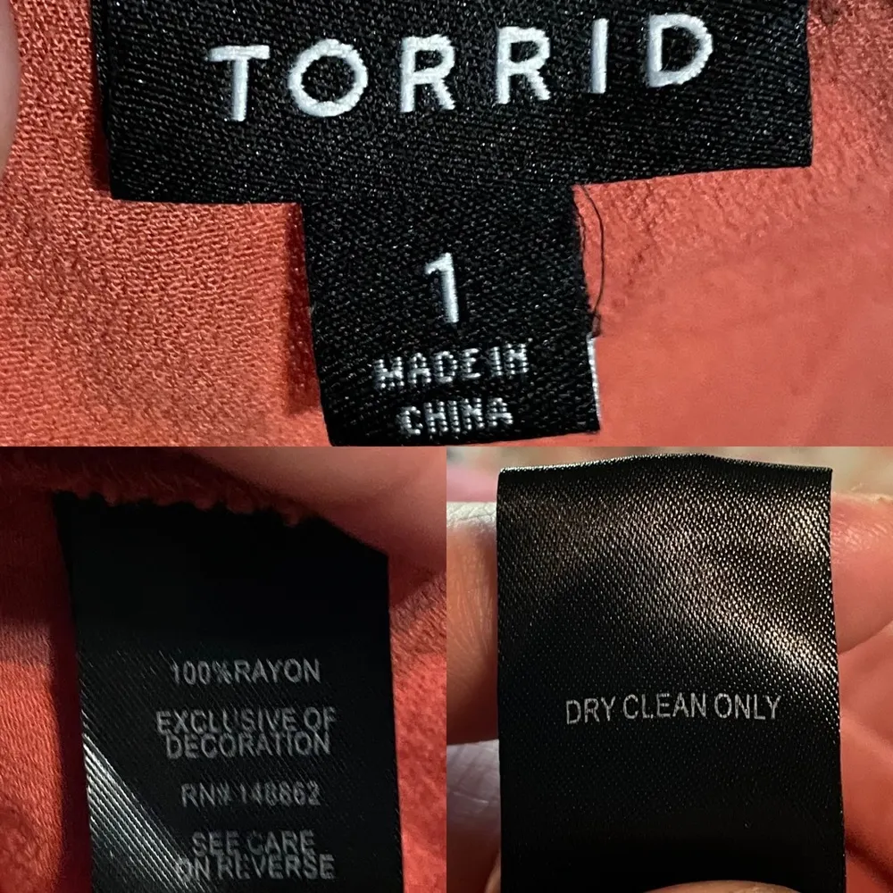 Torrid Womens Shirt Peasant Top Salmon Blue Embroidered Lace Up Long Sleeve 1X - Image 12