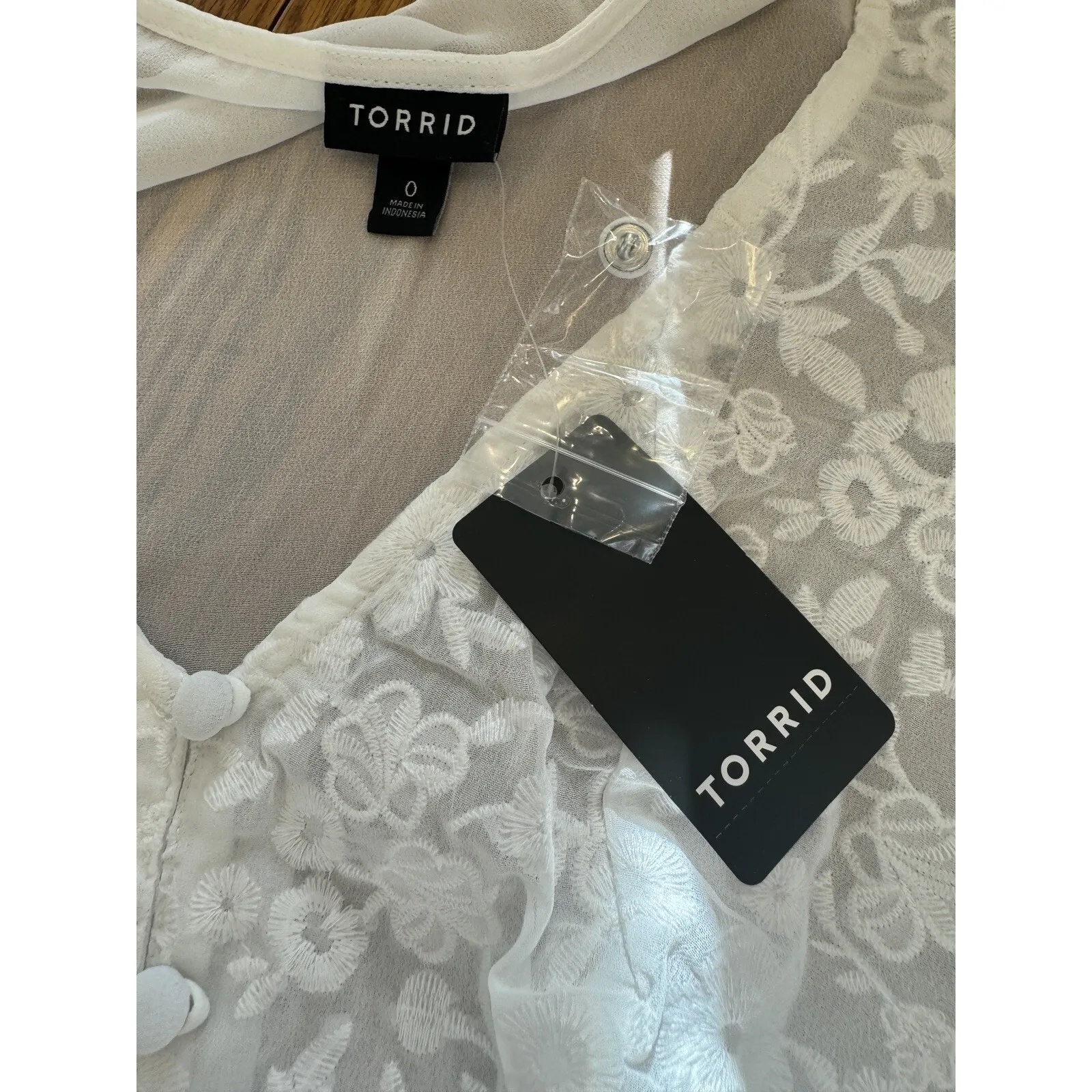 NWT Torrid White Embroidered Peplum Top -‎ Country Concert Size 0 Size 12 Sheer - Image 10