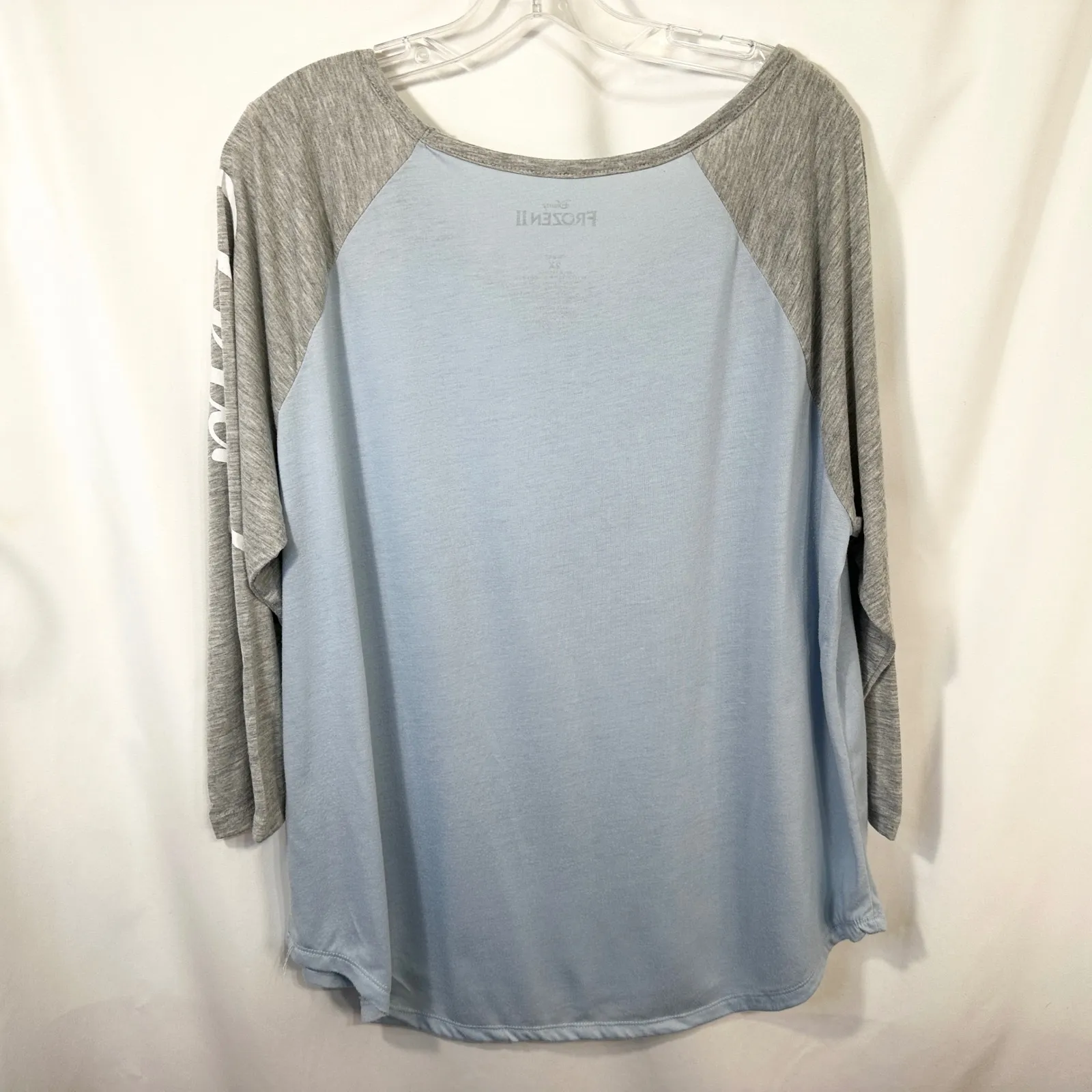 Disney Frozen Plus‎ Size 2X Top Elsa Anna Raglan Sleeve Fearless Blue Gray 405 - Image 5