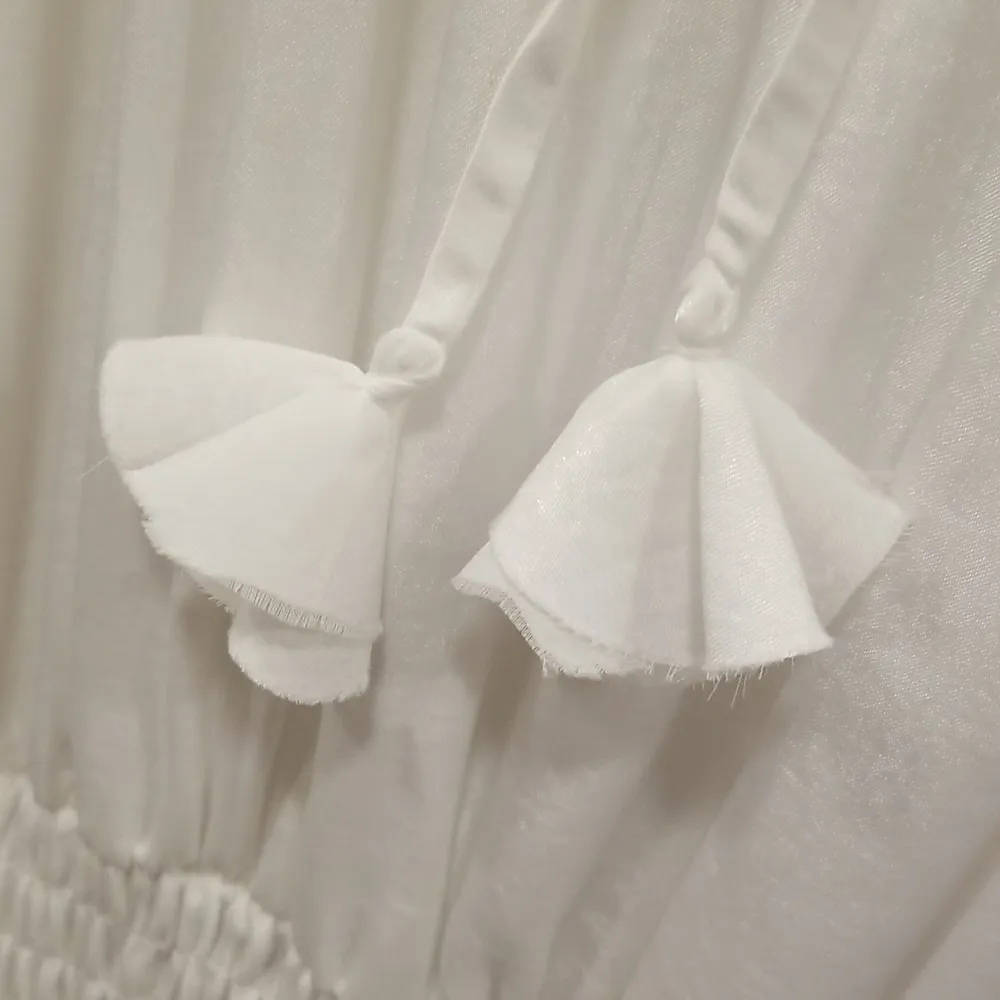 💕MISA LOS ANGELES💕 Moav Dress Elasticized Waist Scalloped Lace Hem White Large - Image 8