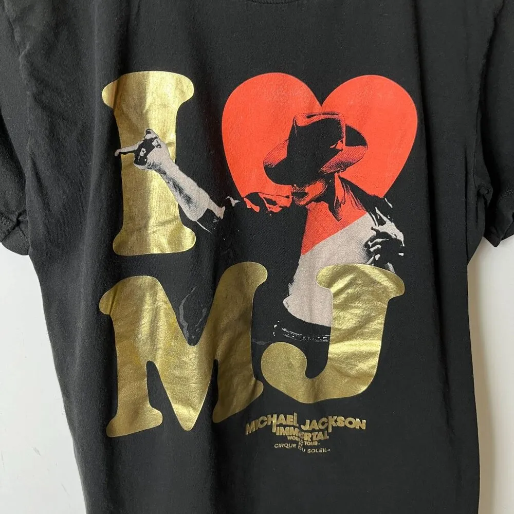 I Heart MJ Michael Jackson Immortal Tour Cirque Tee Small Unisex Fit Black - Image 12