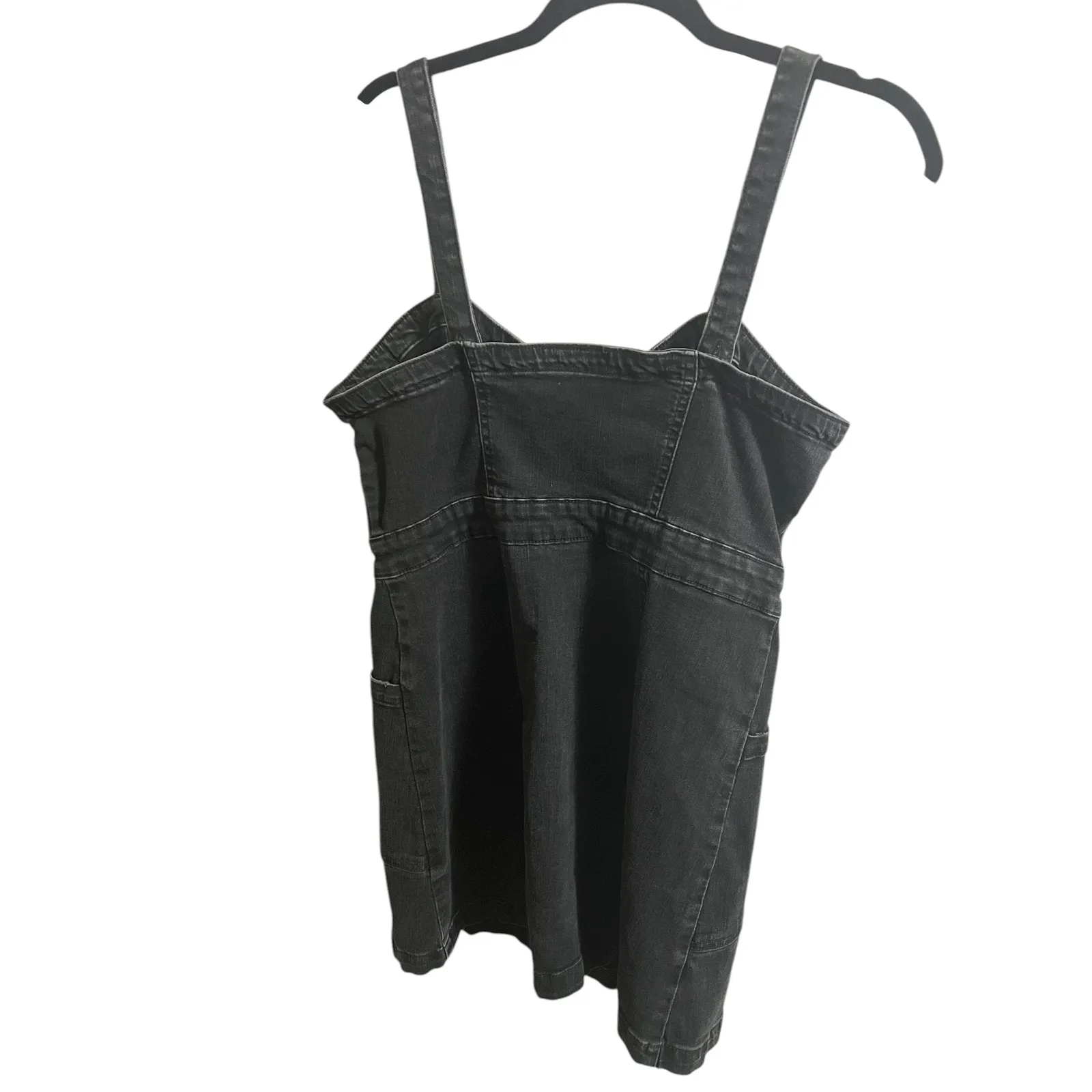 Aeropostale Dress Large Button Front Fitted Washed Black Denim Overalls - Image 4