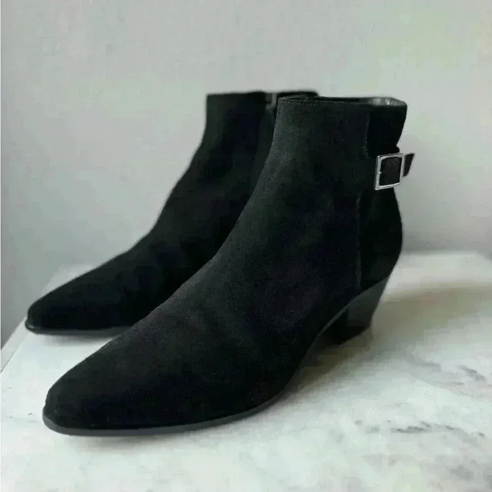 Saint Laurent Women’s Suede Black Ankle Boots Size‎ 6 - Image 4