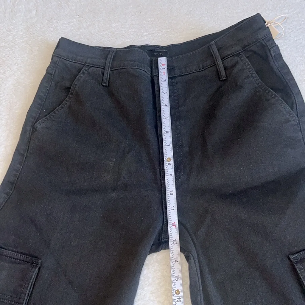 Mother Straight Up Rambler Cargo‎ Skim Jeans Black Size 33 NWT - Image 4