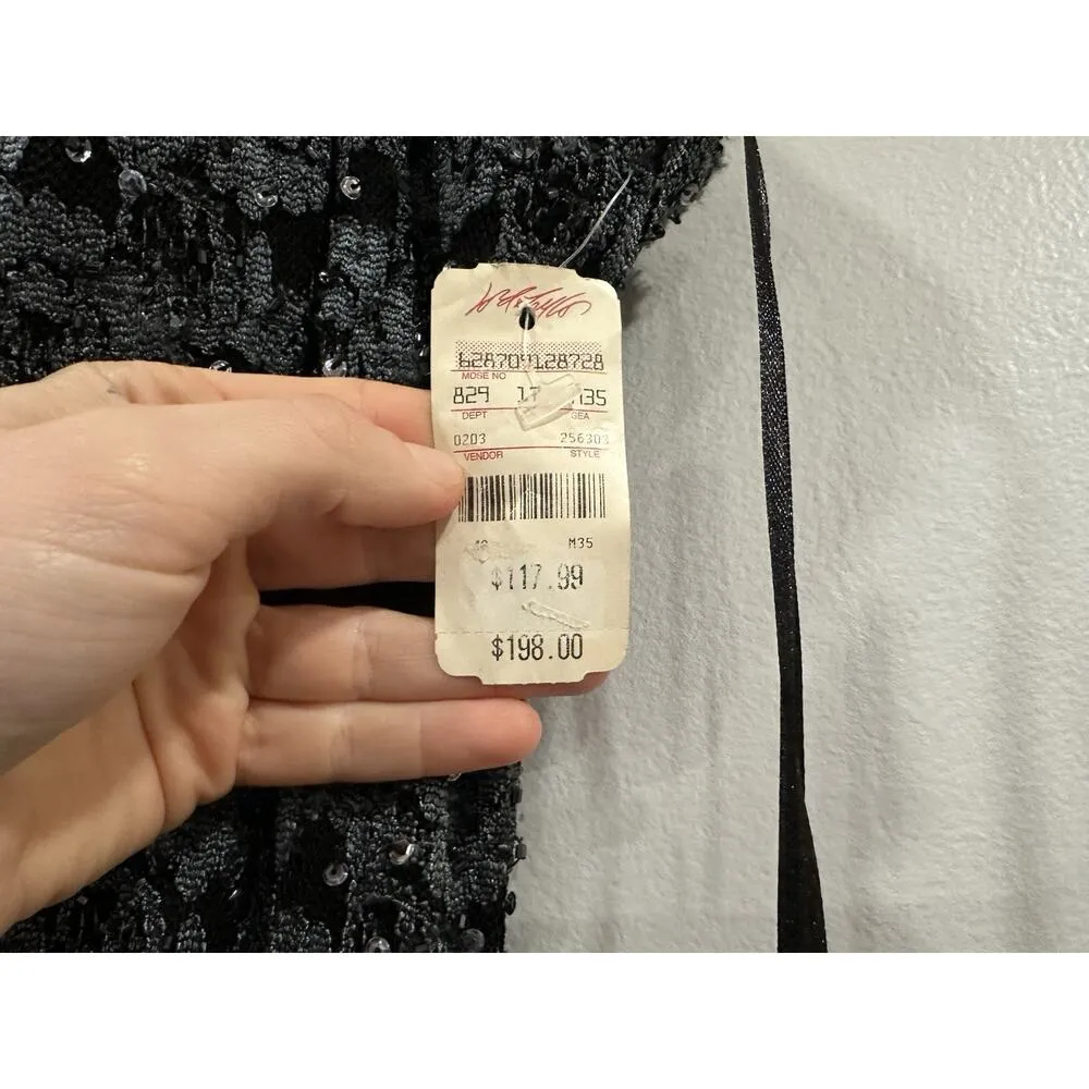 JS Boutique Black Lace and Sequin Sleeveless Maxi Dress US 14 Deadstock NEW - Image 3