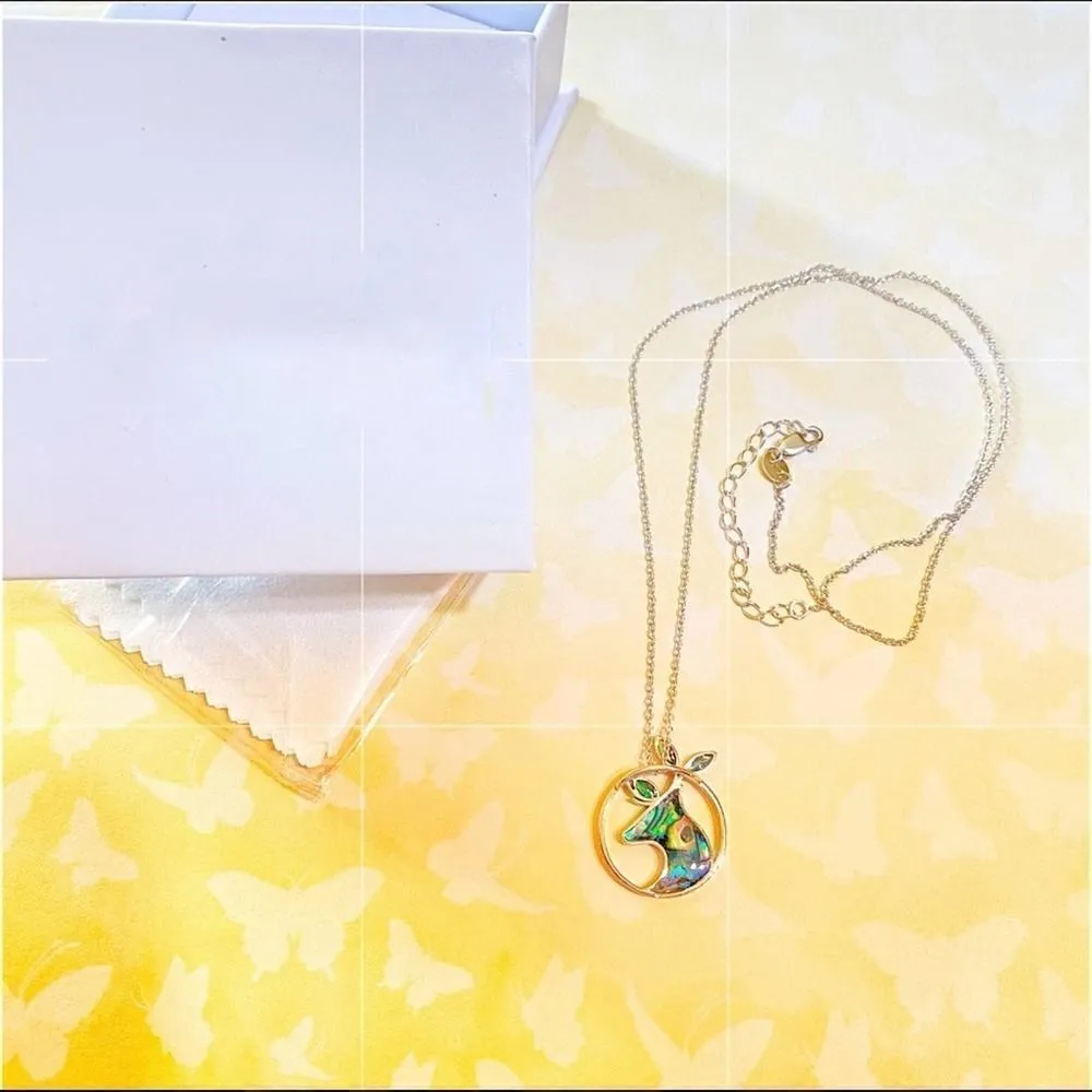 Abalone Deer Sterling Silver Necklace Blue - Image 3