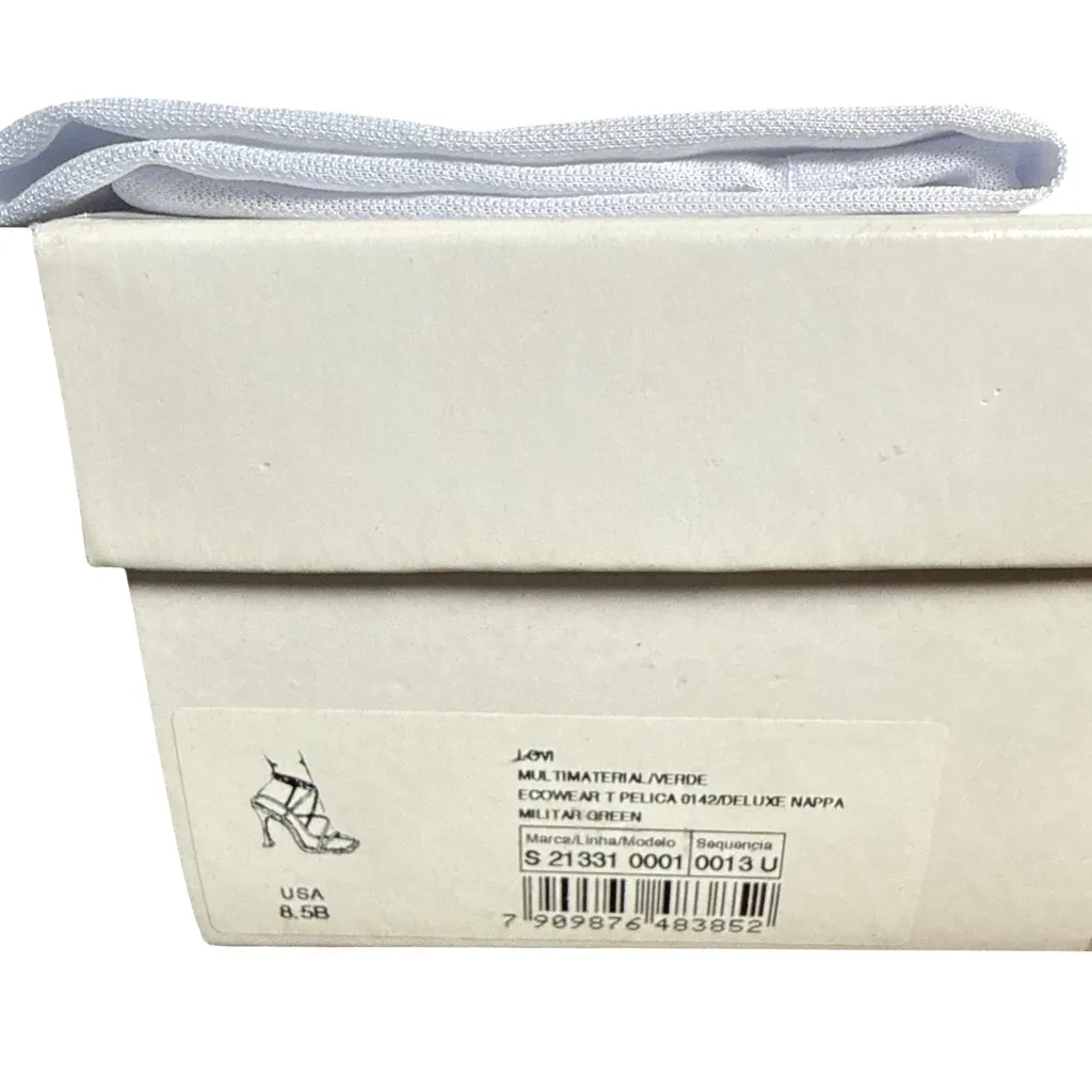 Schutz Lovi Strappy Leather Ankle Strap Heeled Sandal Military Green 8.5 - Image 9