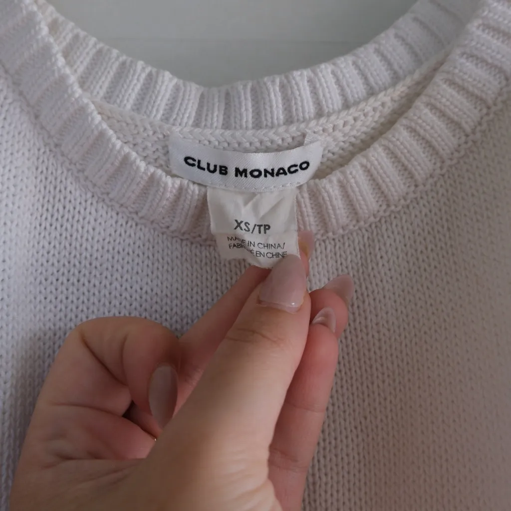 Club Monaco White and Cream Polka Dot Knit Tank Top - Image 6