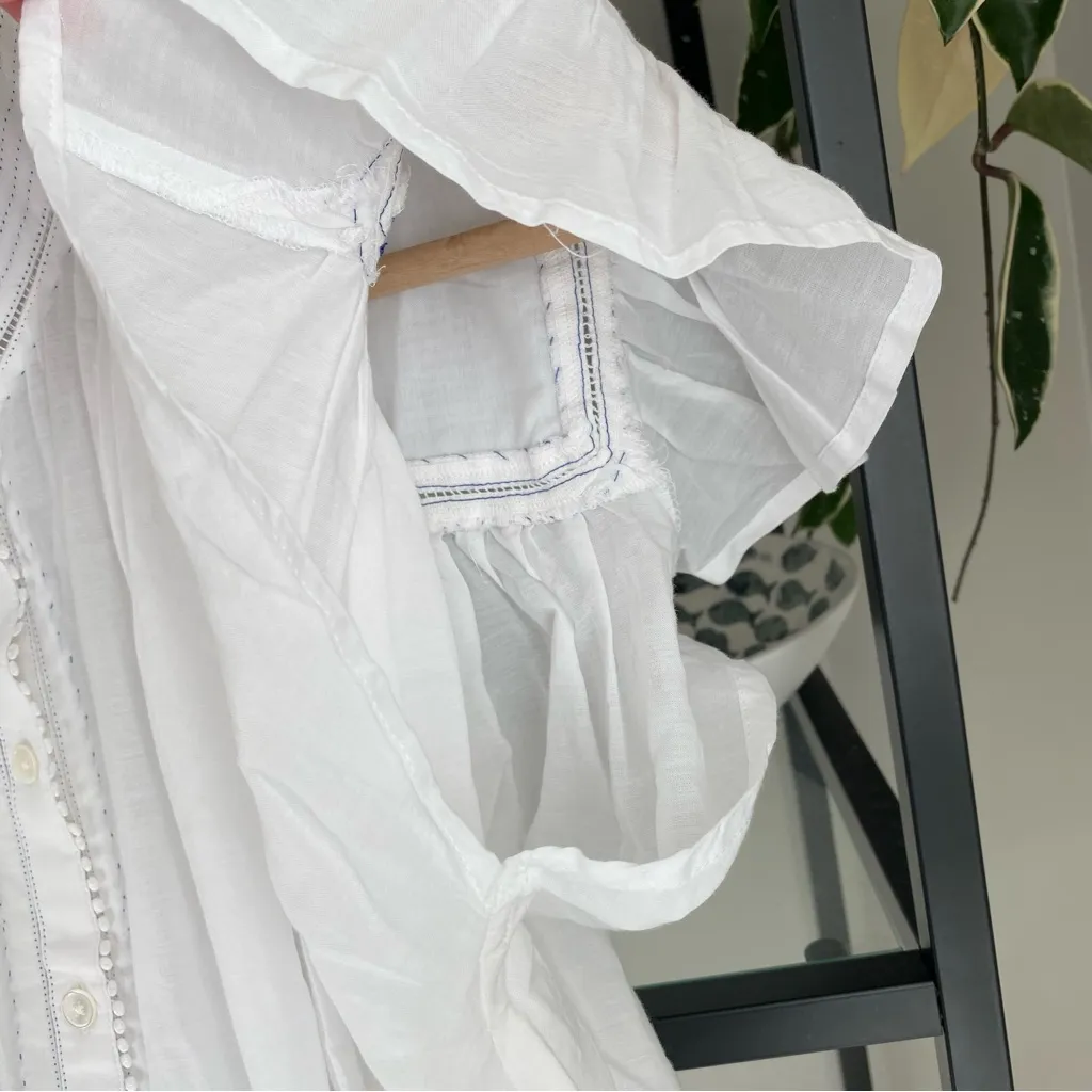 NWT Madewell Shirred Lace Trim Top - Image 4