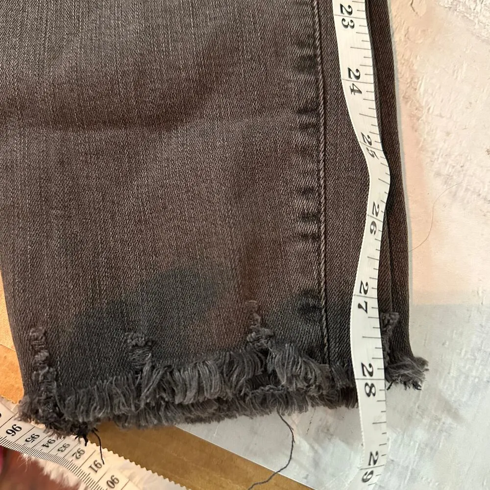 Madewell 9" Mid Rise SKINNY Exposed Button Fly Jeans Raw Hem Size 32 Stretch - Image 11