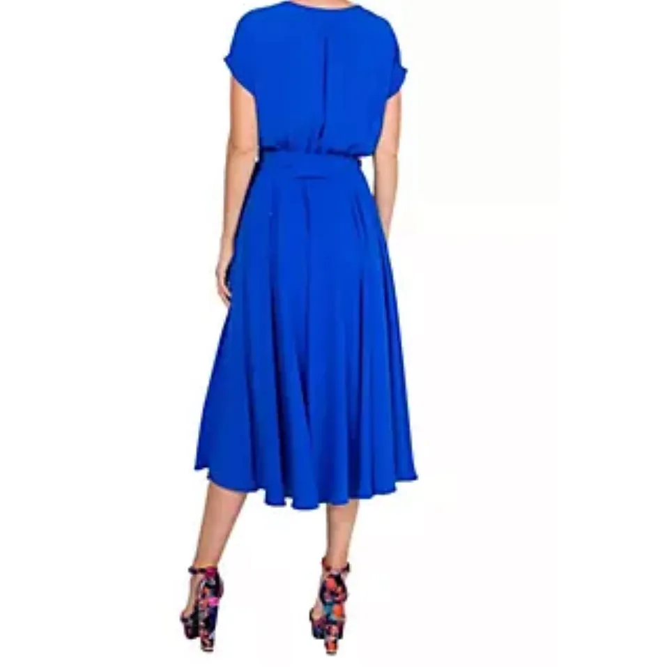 Meghan Los Angeles‎ Jasmine Midi Dress NWT size Small Royal Blue Faux Wrap - Image 2