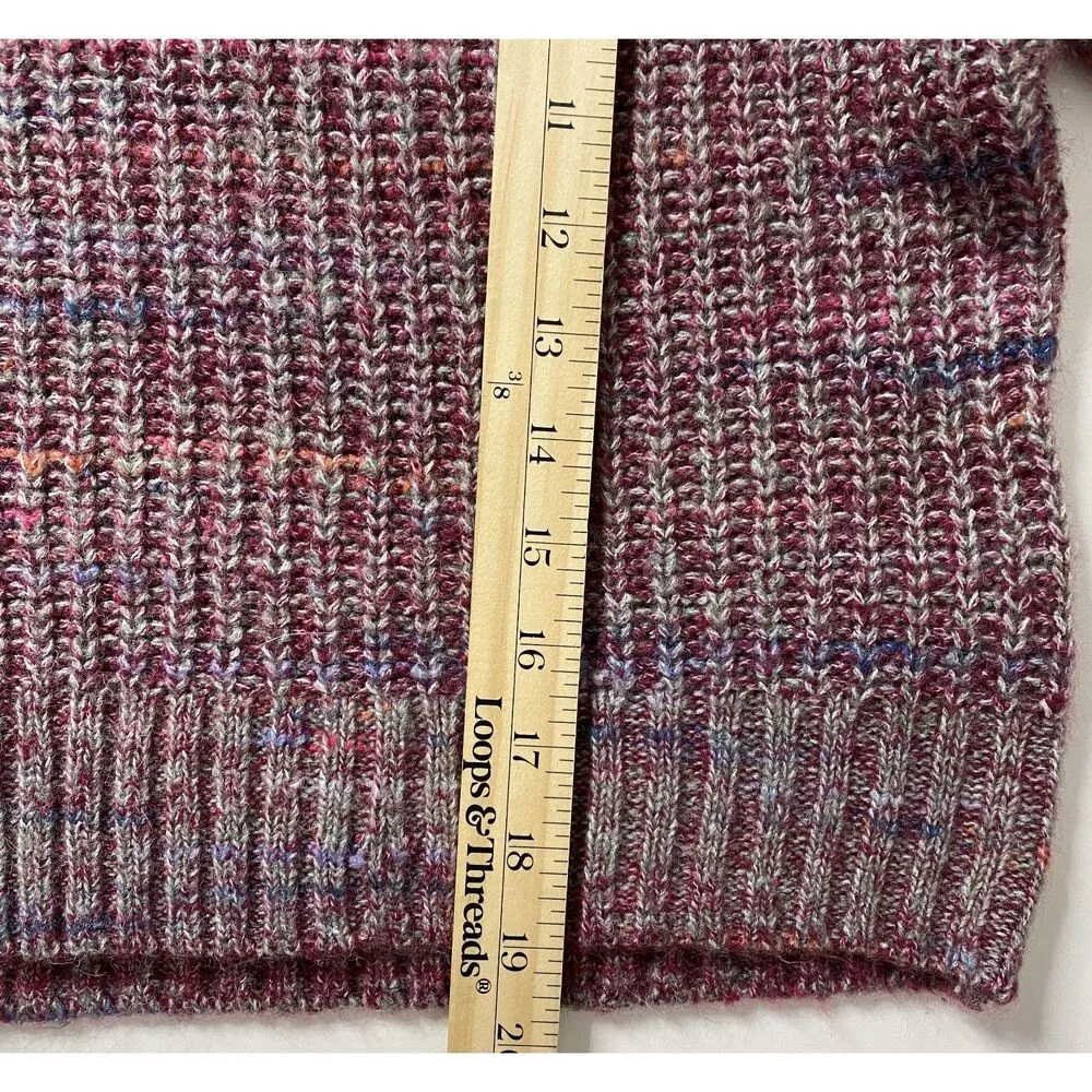 Old Navy Purple Heather Turtleneck Cropped Multicolor Chunky Sweater Sz S - Image 7