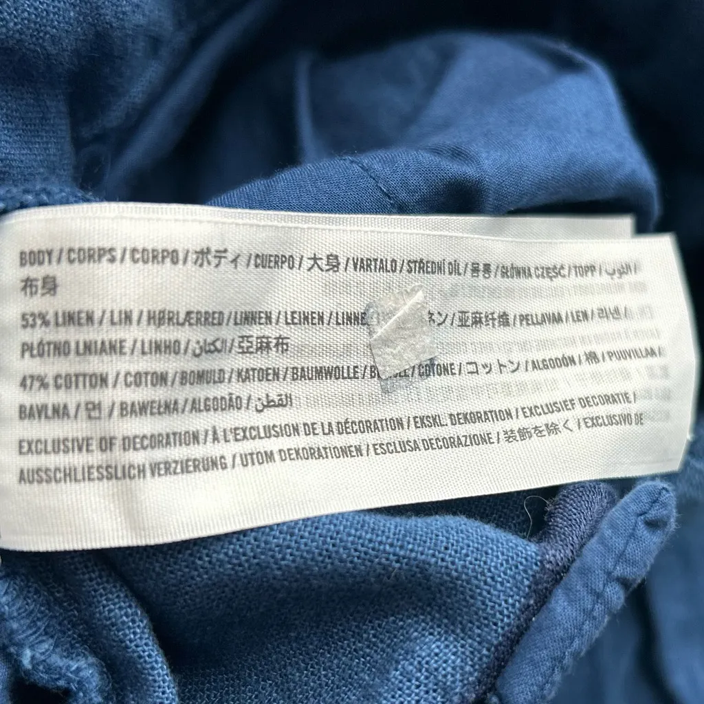 Abercrombie & Fitch Blue Women’s loose wide leg linen blend trousers pants M - Image 6